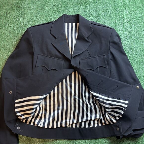 JEAN PAUL GAULTIER Femme BLACK Jacket White Striped Blazer Size US 4 - Picture 3 of 10